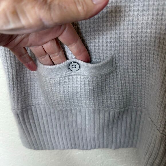 Club Monaco Heather Gray Cashmere/Lambswool Blend Waffle Knit Hooded Sweater SzM - Picture 2 of 12